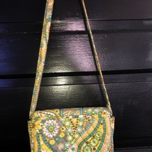 Vera Bradley Cross Body Purse Lime Green Paisley Print